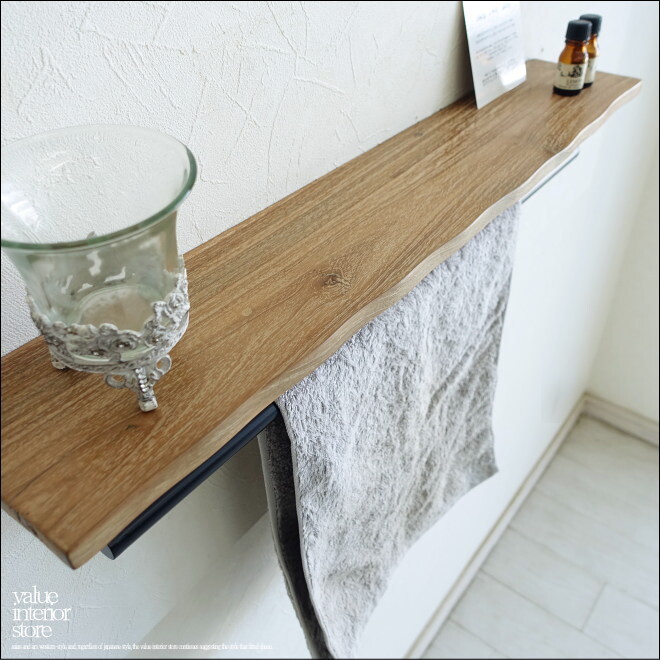 オールドチークマルチハンガーN 棚付きタオル掛け ウォールコートハンガー 古材シェルフ キッチンラック アイアンハンガー 総無垢拍卖