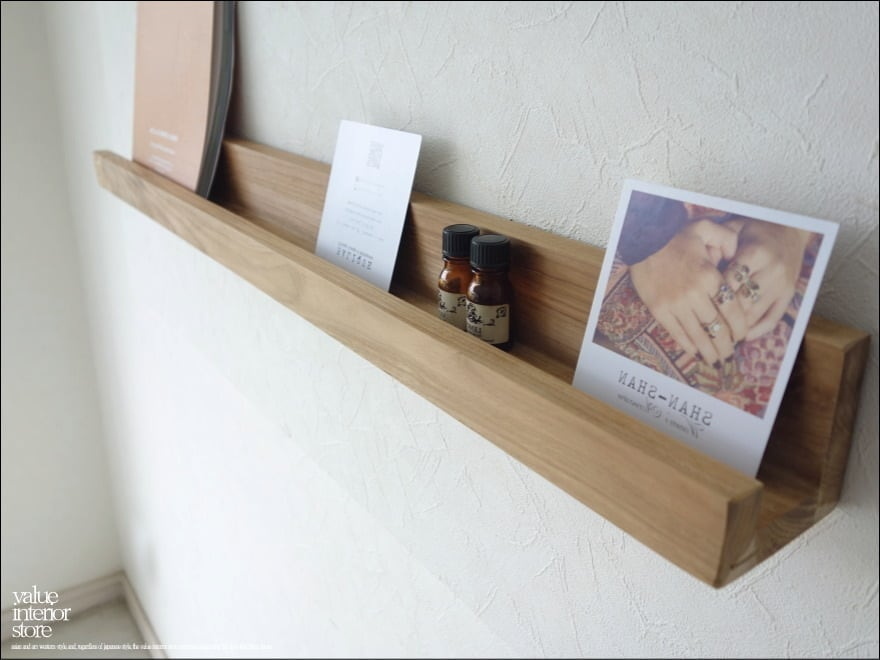 チークウォールシェルフ L88/N ウォールラック 壁掛け本棚 収納棚 総無垢 シンプル 和風 ナチュラル DIY 手作り 銘木 真鍮金物 幅88cm拍卖