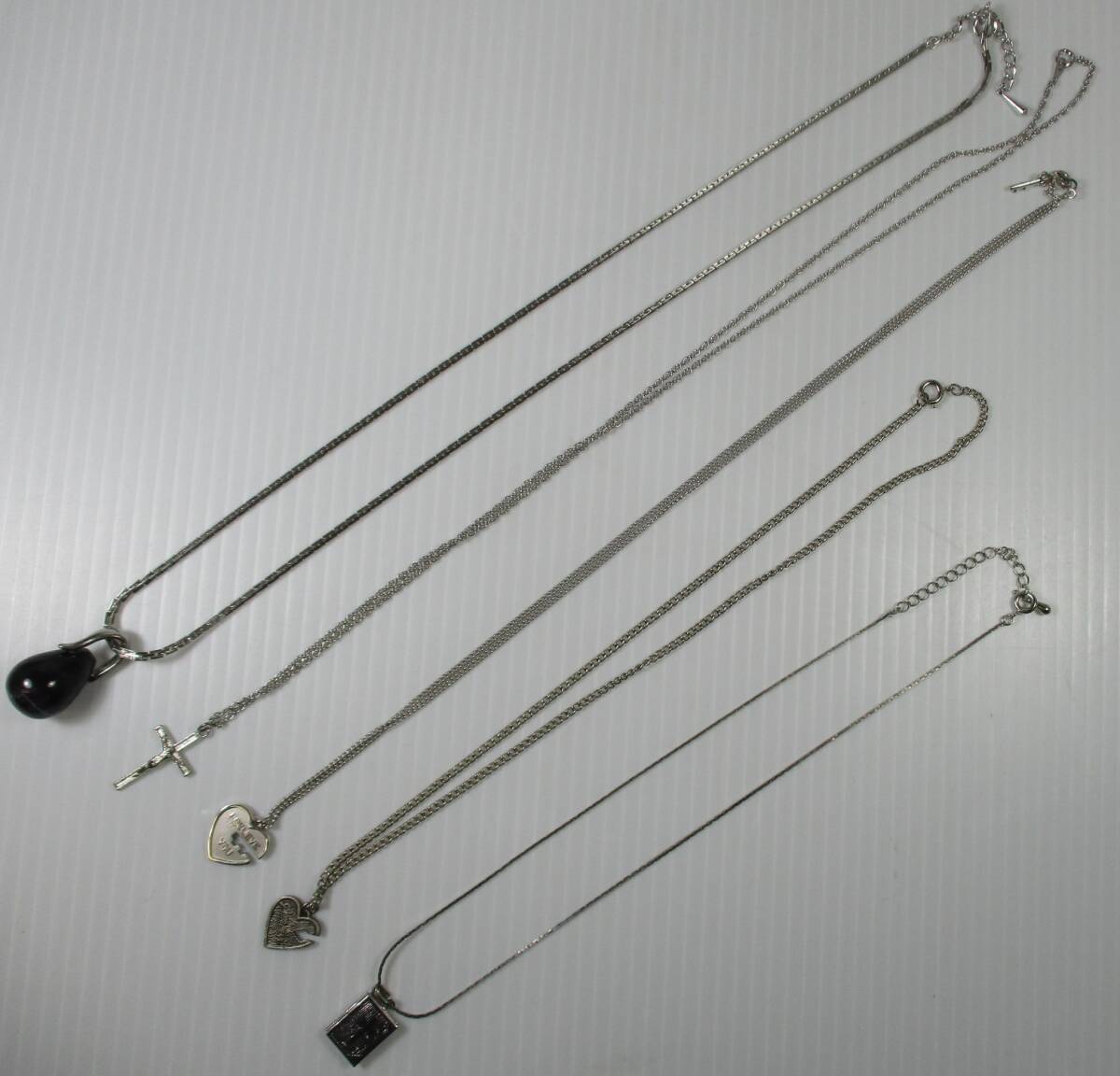 N-389 アメジスト ペンダントネックレス アジャスター付き シルバー色ネックレス4点 計5点セット拍卖