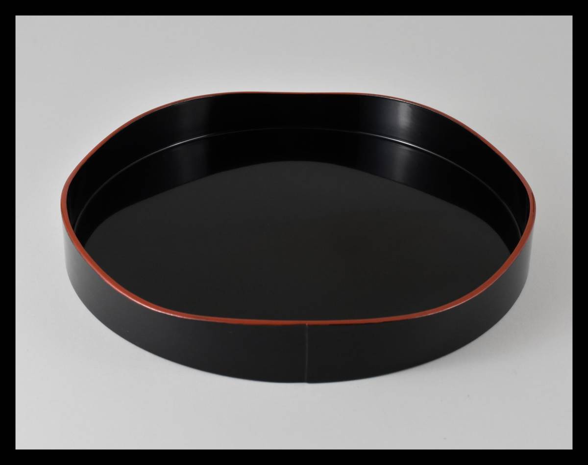 ▲楠廸庵▲真塗山道盆 木製 茶道具拍卖