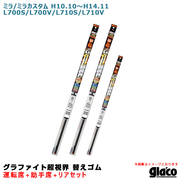 ソフト99 ガラコワイパー グラファイト超視界 替えゴム 車種別セット ミラ/ミラカスタム H10.10~H14.11 700/710S系 運転席+助手席+リア拍卖