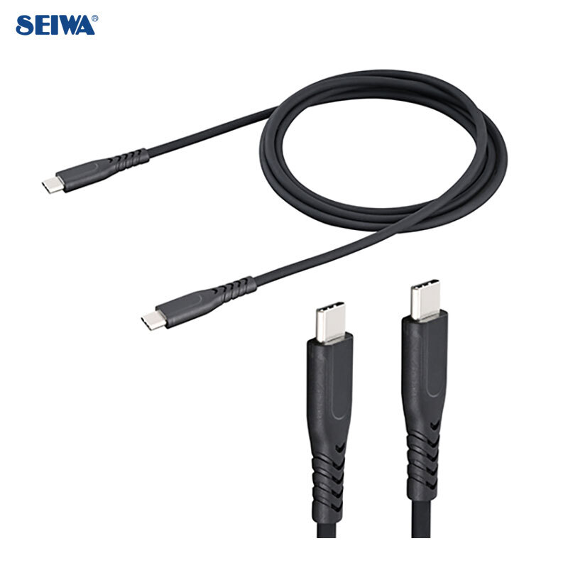 抗菌やわらかUSBケーブルCtoC Type-C コード1.2m PD60W ノートPC充電 断線に強い 急速充電 セイワ D650拍卖