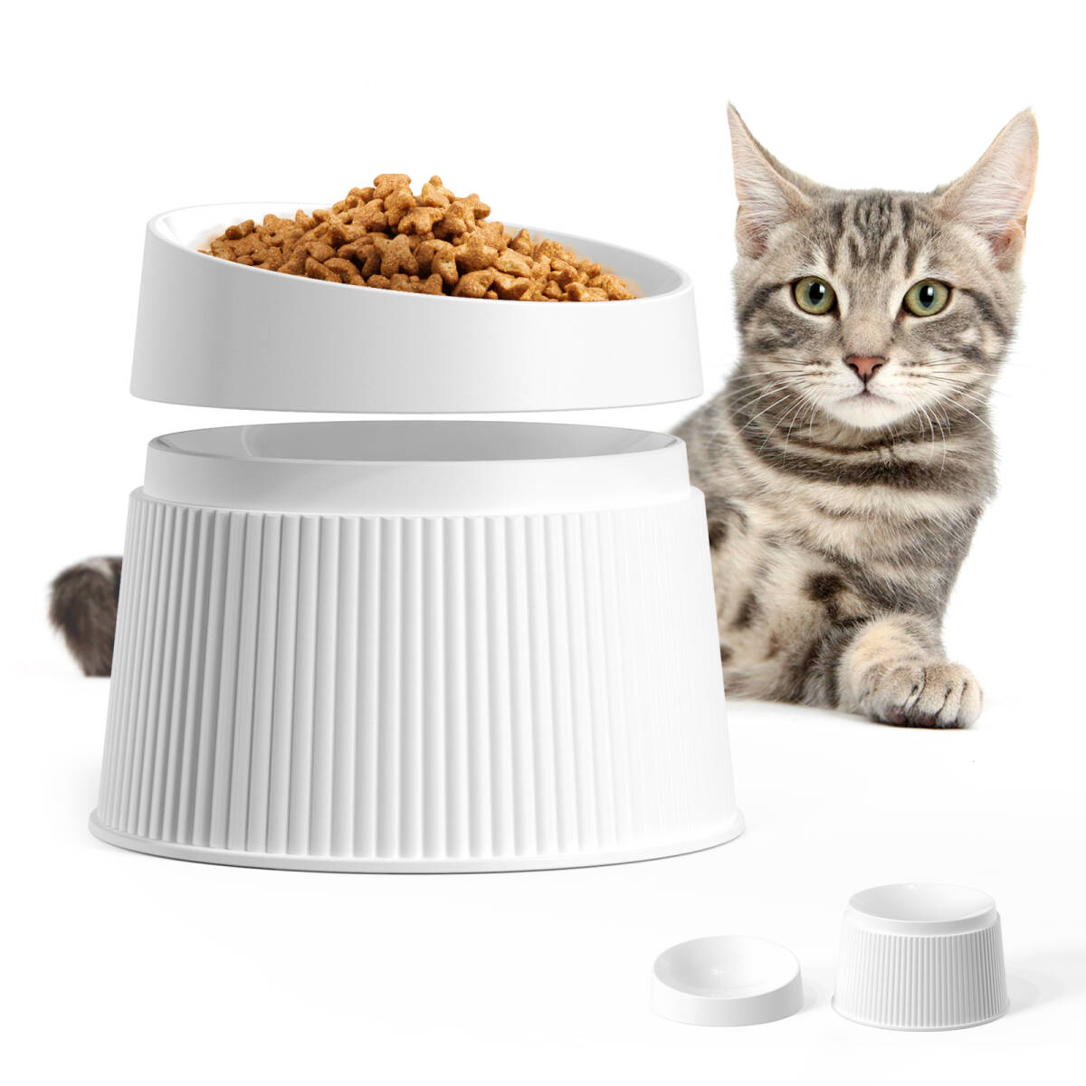 【新品】uahpet フードボウル 猫用食器 キャットボウル 陶器製 高さあり 傾斜デザイン 滑り止め付き拍卖