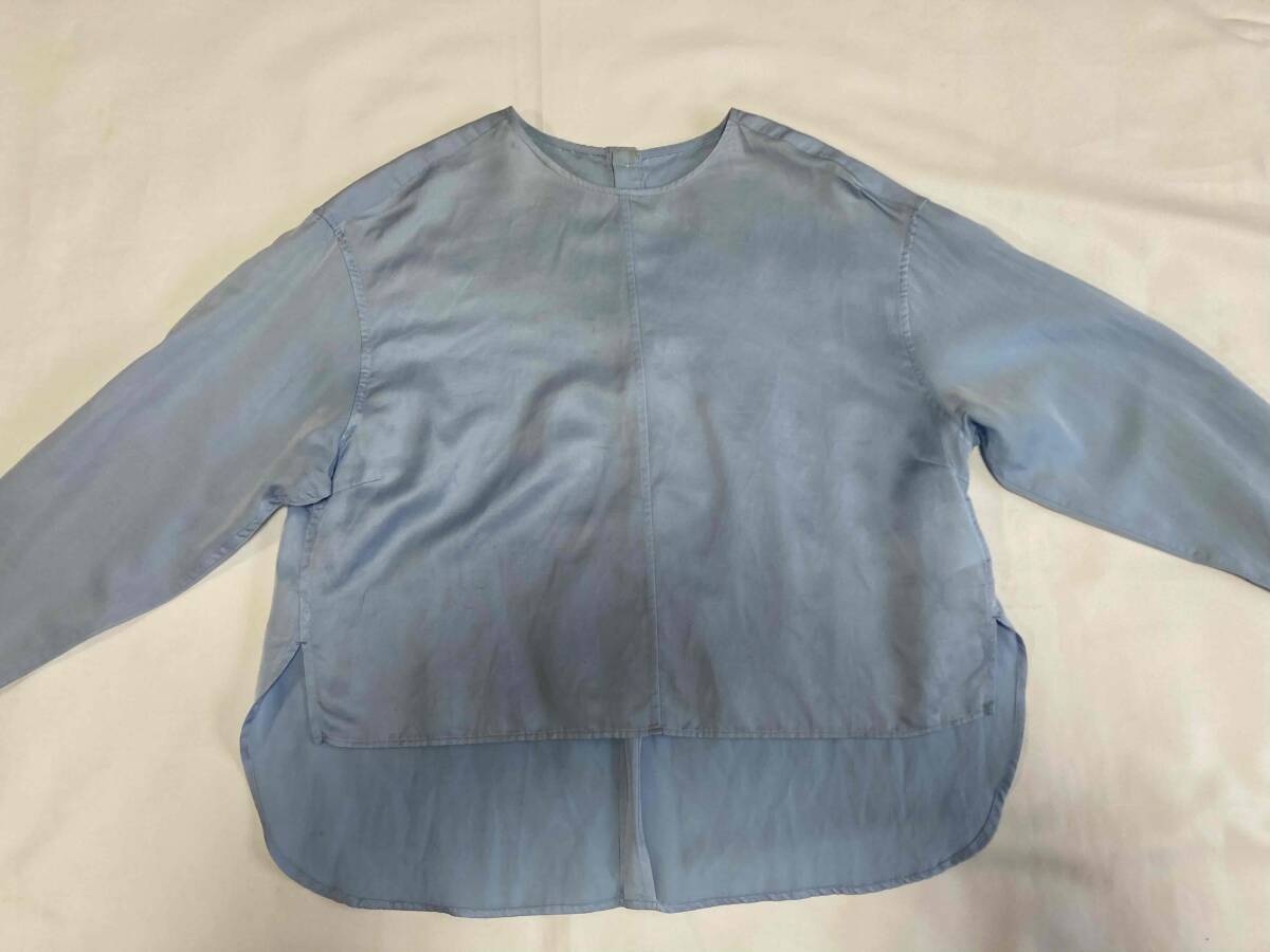 ◆TOMORROWLAND Ballsey レディース コットンシルク クルーネック長袖ブラウス・ブルー系 36サイズ / トゥモローランド ボールジィ拍卖