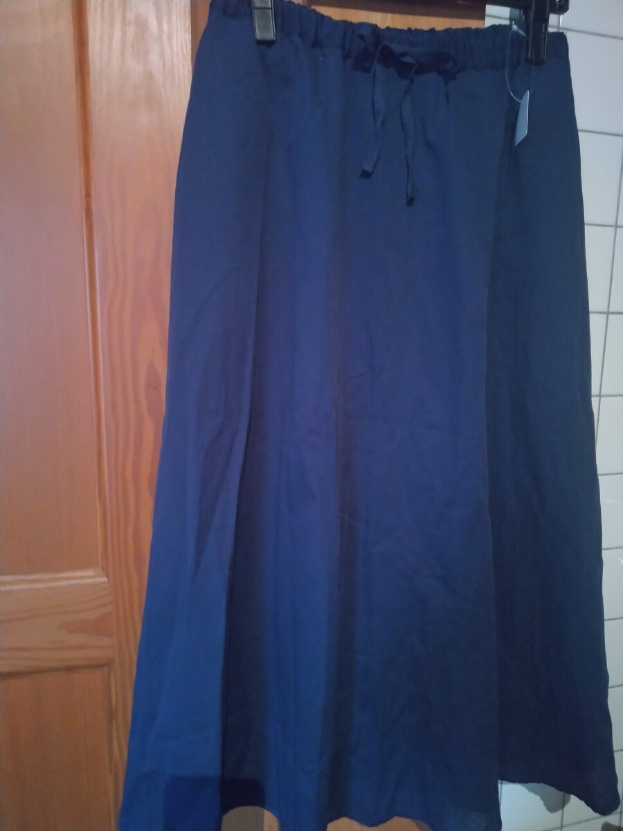新品タグ付き 栗原はるみ スカート ウエストゴム Lサイズ ブルー ネイビー 拍卖