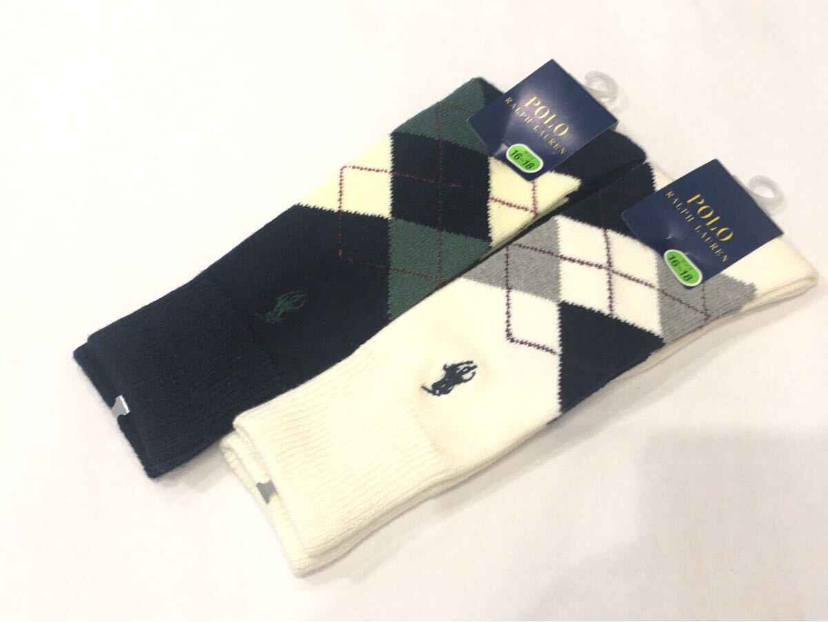 16〜18cm 新品 ポロラルフローレン キッズ ソックス 靴下 アーガイル ポニー刺繍 2足セット拍卖