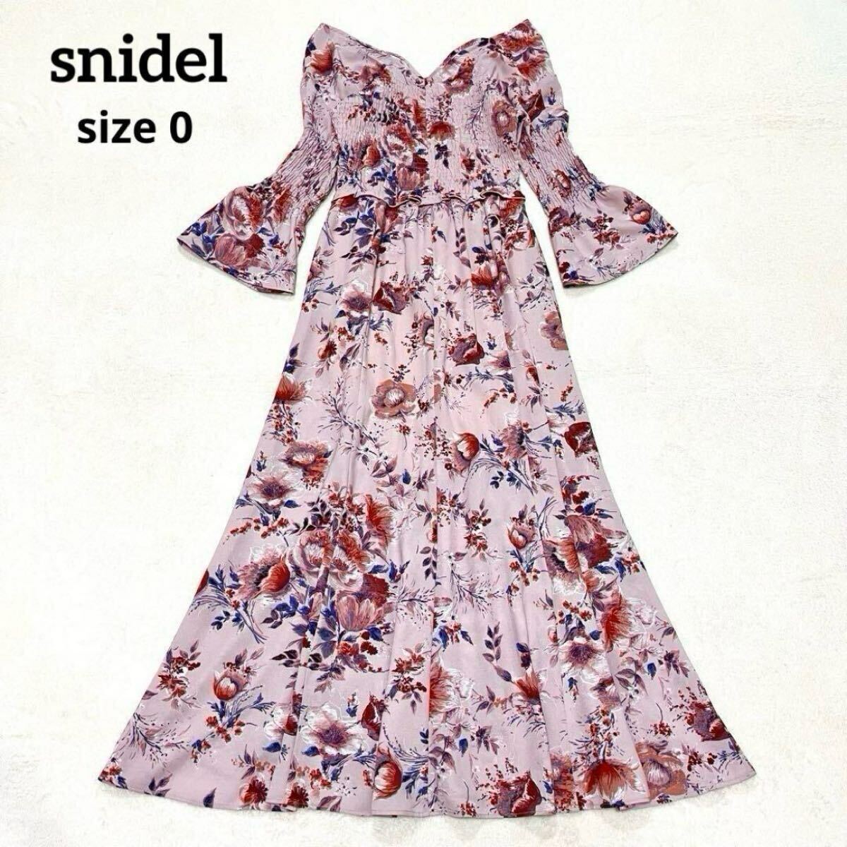 【美品】SNIDEL スナイデル ミューズフラワーワンピース ロングワンピース 花柄 ピンク S ピンク拍卖