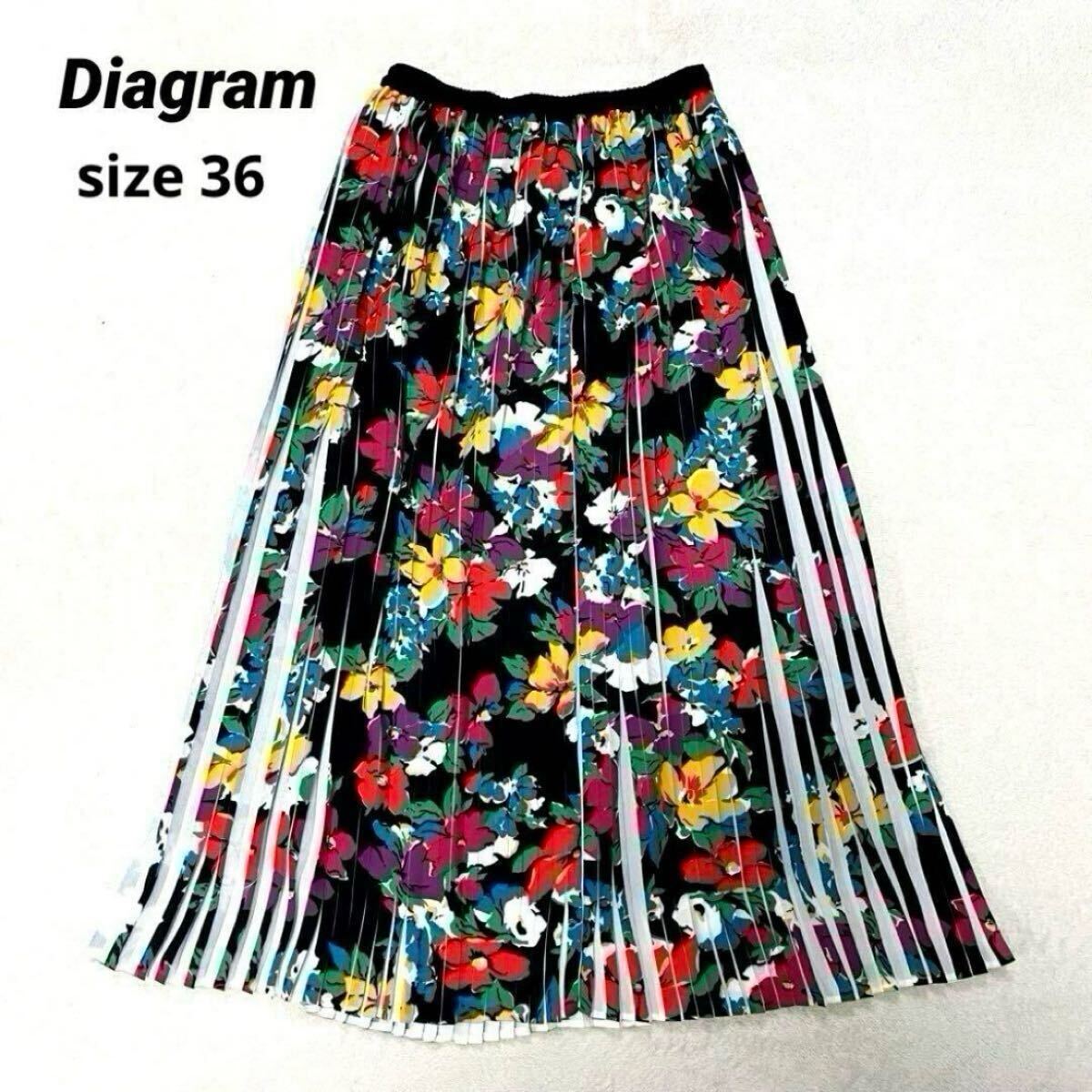 【極美品】Diagram ダイアグラム グレースコンチネンタル フラワープリーツスカート 花柄 36拍卖