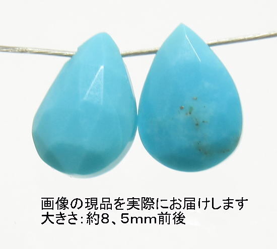 (閉店価格)NO.21 ターコイズ ペアシェイプカット(2粒入り)<成功・繁栄>インド加工 天然石現品拍卖
