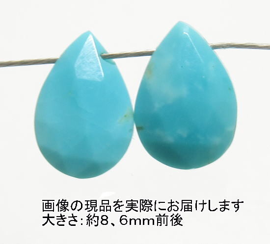 (閉店価格)NO.22 ターコイズ ペアシェイプカット(2粒入り)<成功・繁栄>インド加工 天然石現品拍卖