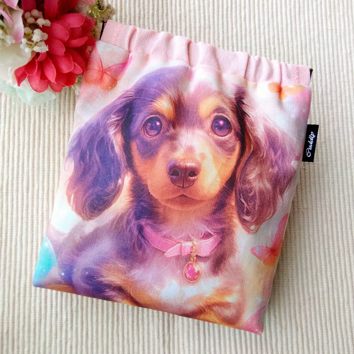 ハンドメイド バネポーチ メルヘン ダックス ピンク パネル生地拍卖