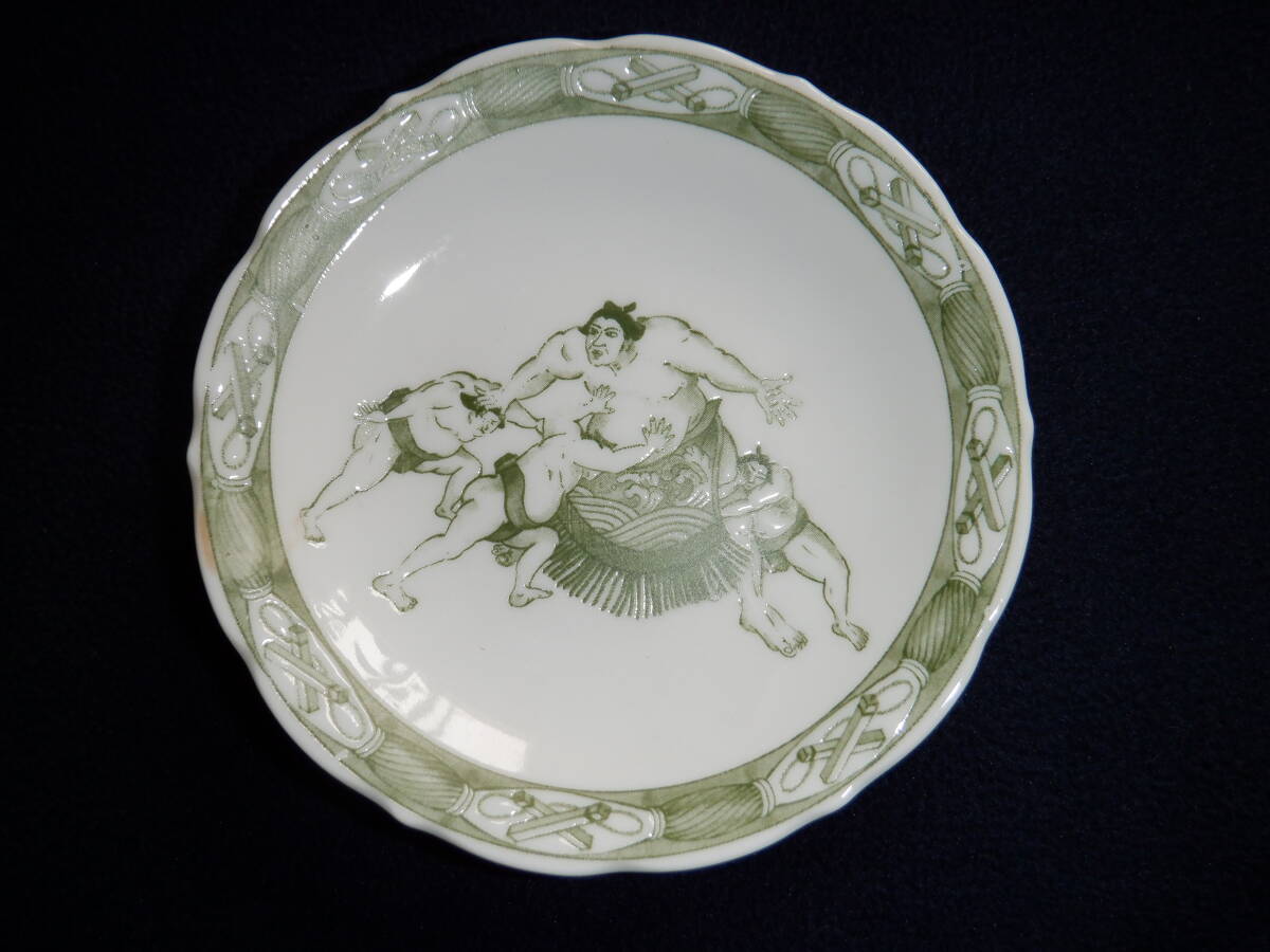 相撲 力士の絵柄 小皿 5枚組 昭和レトロ 未使用品拍卖