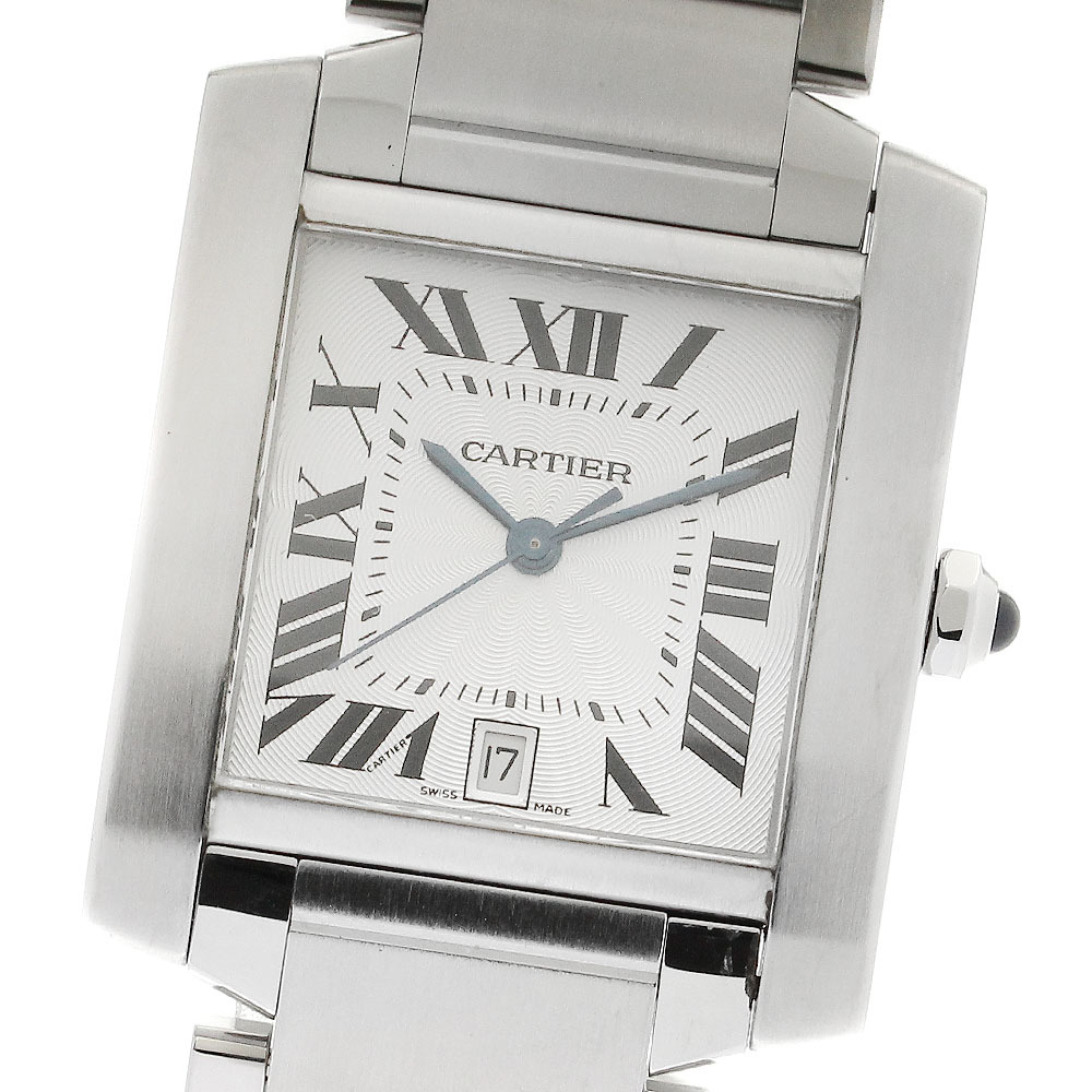 カルティエ CARTIER W51002Q3 タンクフランセーズLM デイト 自動巻き メンズ _883817【ev10】拍卖