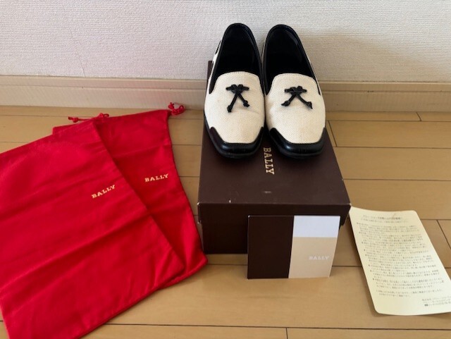 ☆即決*USED【バリー BALLY】レディース ローファー*白×紺*サイズ35 22.5cm☆拍卖