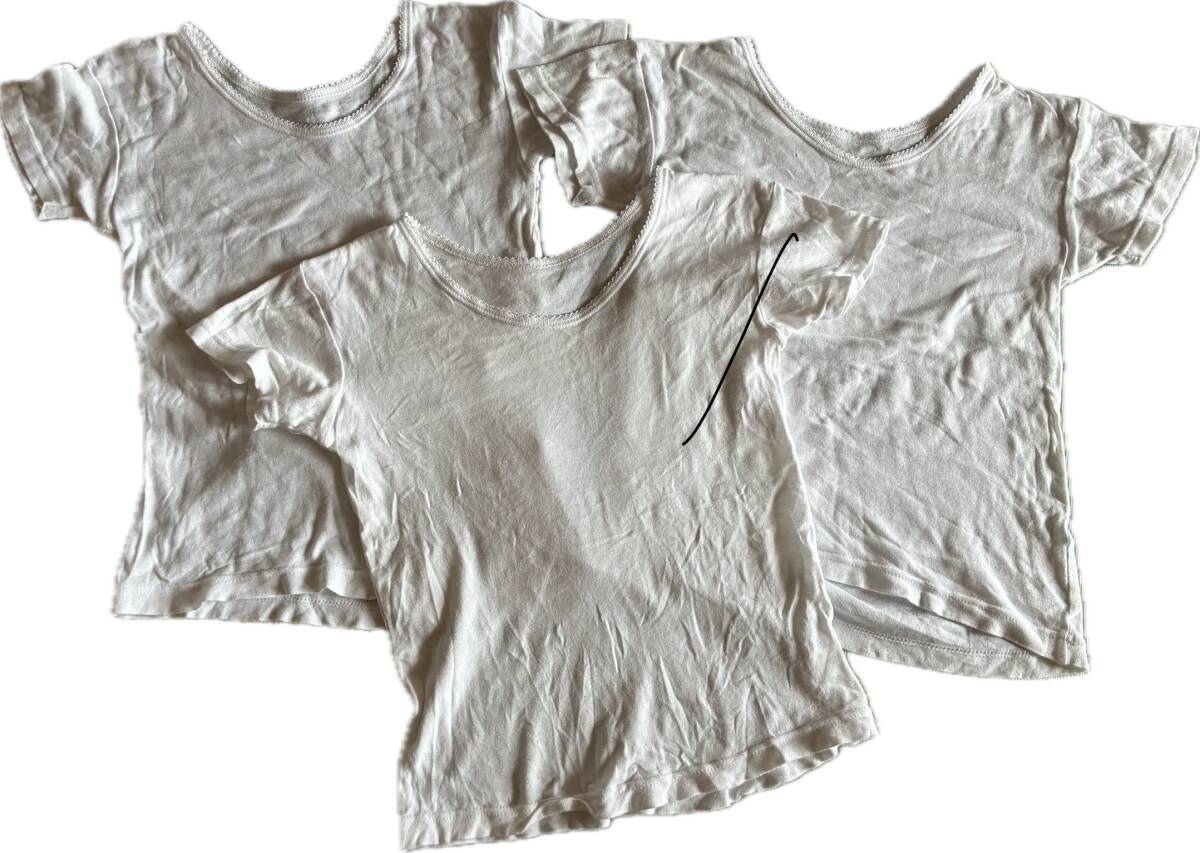 中古 西松屋 半袖丸襟 アンダーシャツ 130cm 3点セット拍卖