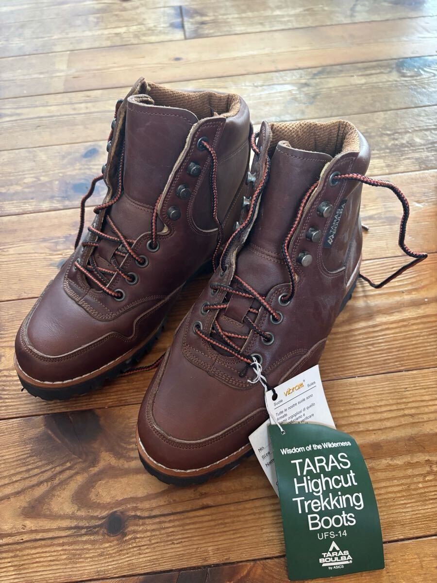 【昭和レトロ】【未使用】TARAS BOULBA ハイカットトレッキングブーツ by ASICS 24cm 牛革オイルドレザー 袋付き拍卖