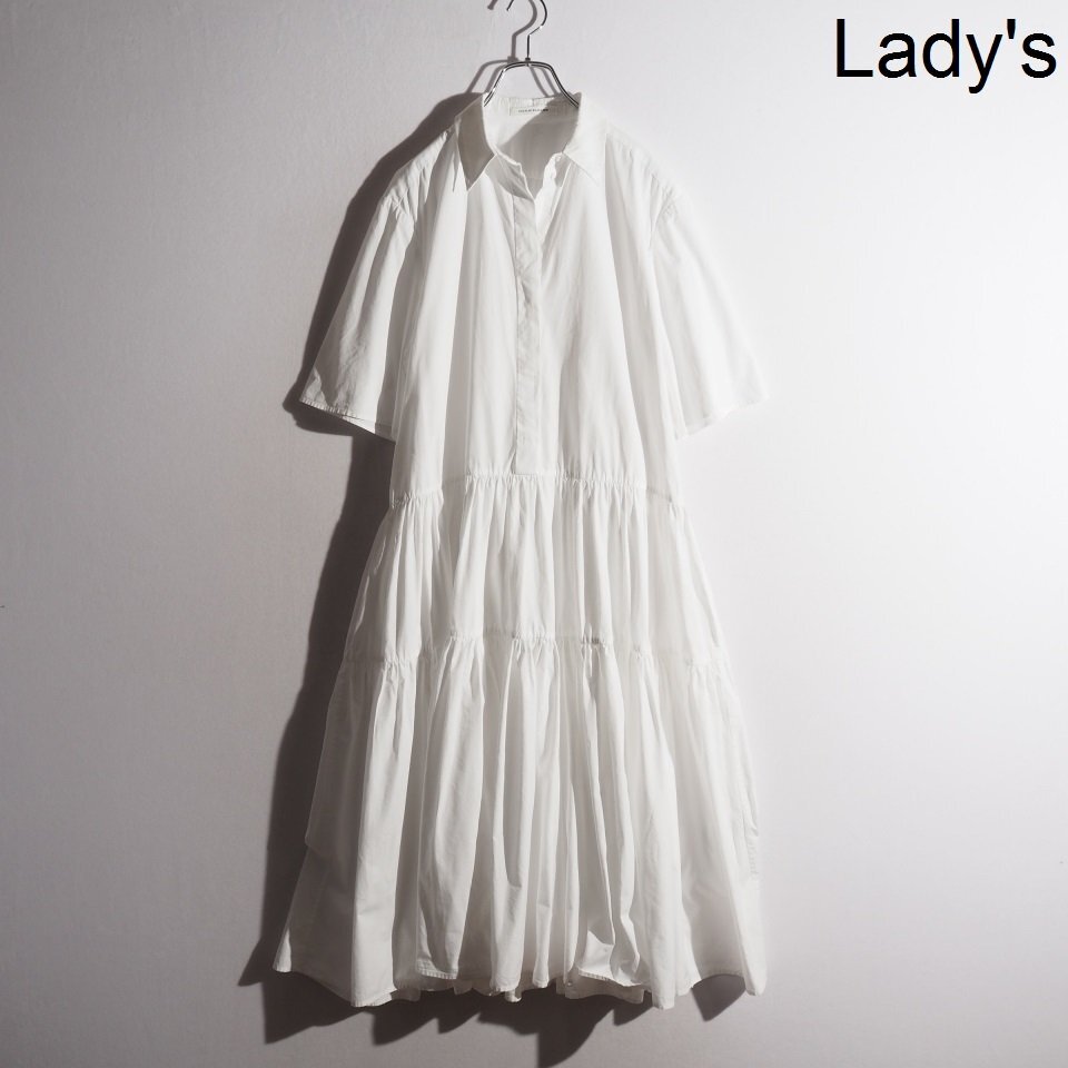 P9440P ▼CECILIE BAHNSEN セシリーバンセン▼ SHIRT DRESS コットン 半袖 ティアード シャツワンピース ホワイト UK8/US4 春夏 rb mks拍卖