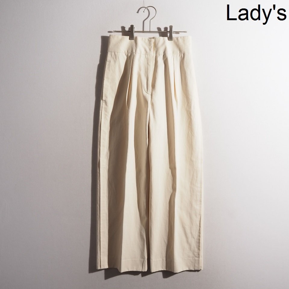 J6126P ▼JIL SANDER ジルサンダー▼ コットンピーチスキン 1タック ワイドパンツ ホワイト 34 / 白 秋~春 rb mks拍卖