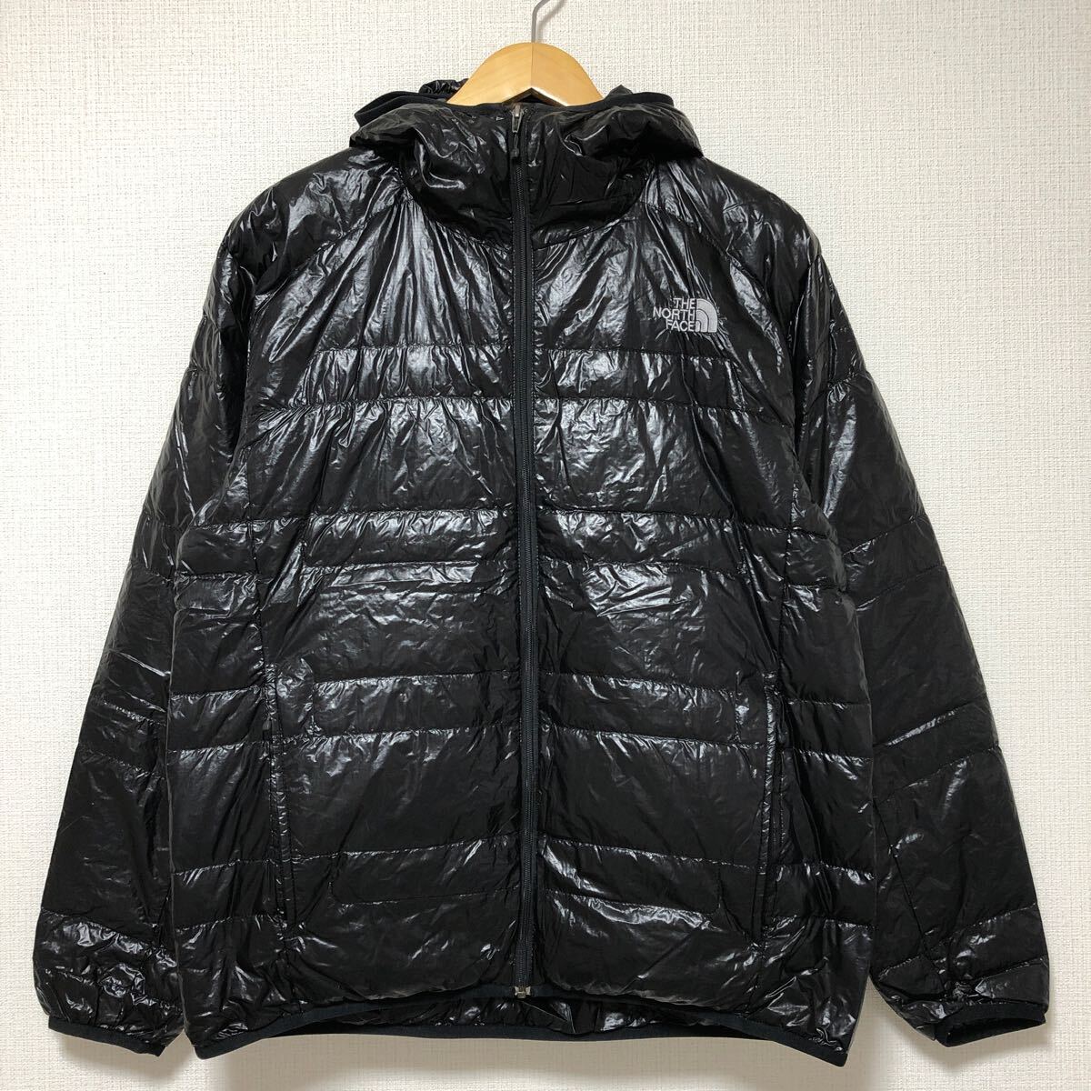 (k) THE NORTH FACE ノースフェイス ライトヒート フーディ ダウン ナイロン ジャケット メンズ L 黒 ブラック ND18171拍卖