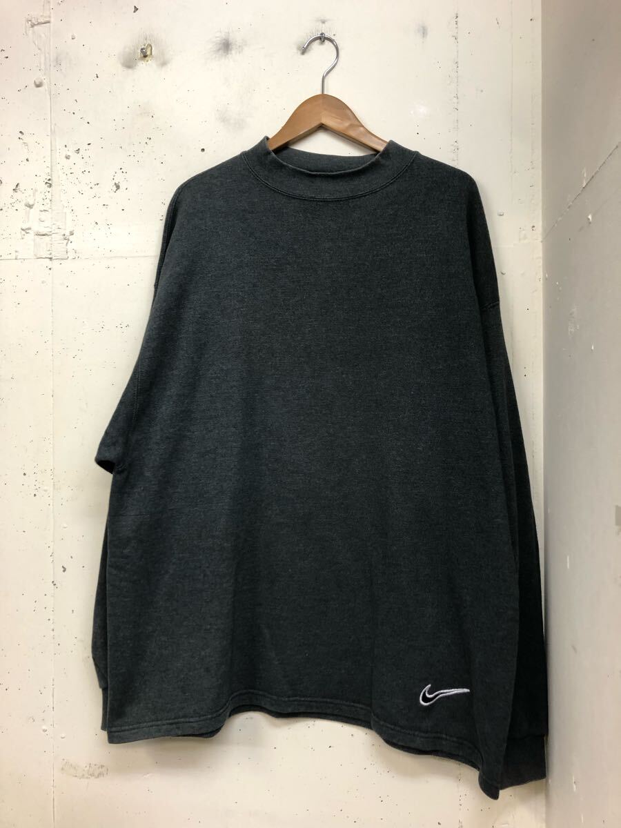 90s NIKE USA製 ハイネック スウェット カットソー グレー L トレーナー ビンテージ ビッグシルエット拍卖