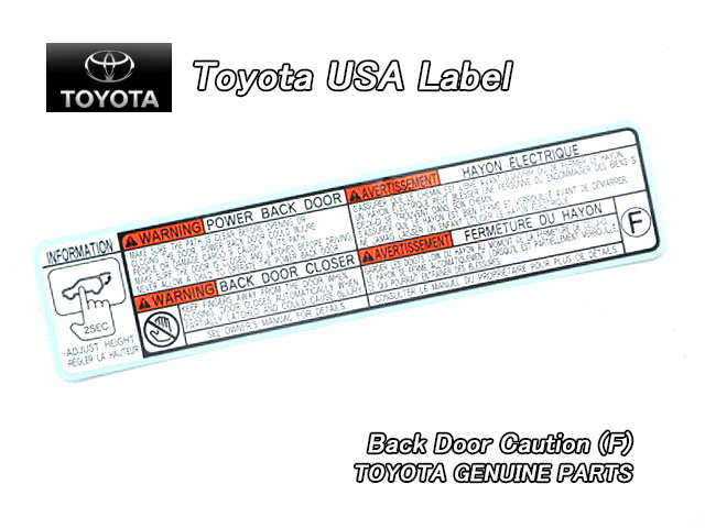 ハリアーXU80/TOYOTA/トヨタVENZA純正USラベルBack.Door.Caution/USDM北米仕様80系ハリアーUSAパワーバックドア注意書き英文字ステッカー拍卖