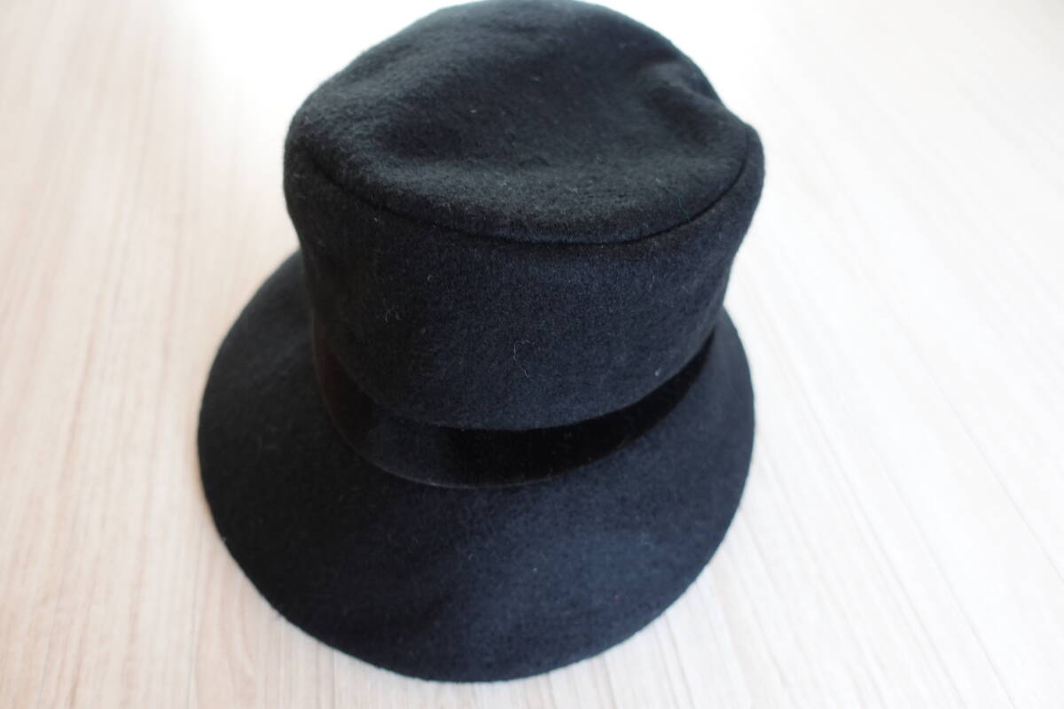 送料無料★57.5㎝【iCB】日本製レディース帽子★黒ブラック無地シンプル上質拍卖
