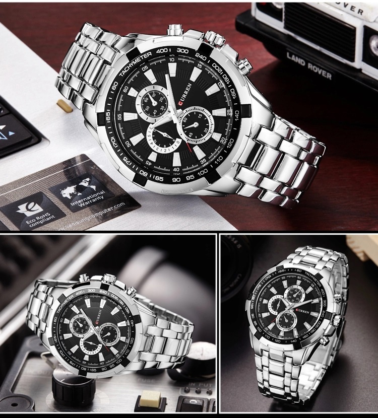 高級感漂うメンズ腕時計(黒)(電池も新品)#F拍卖