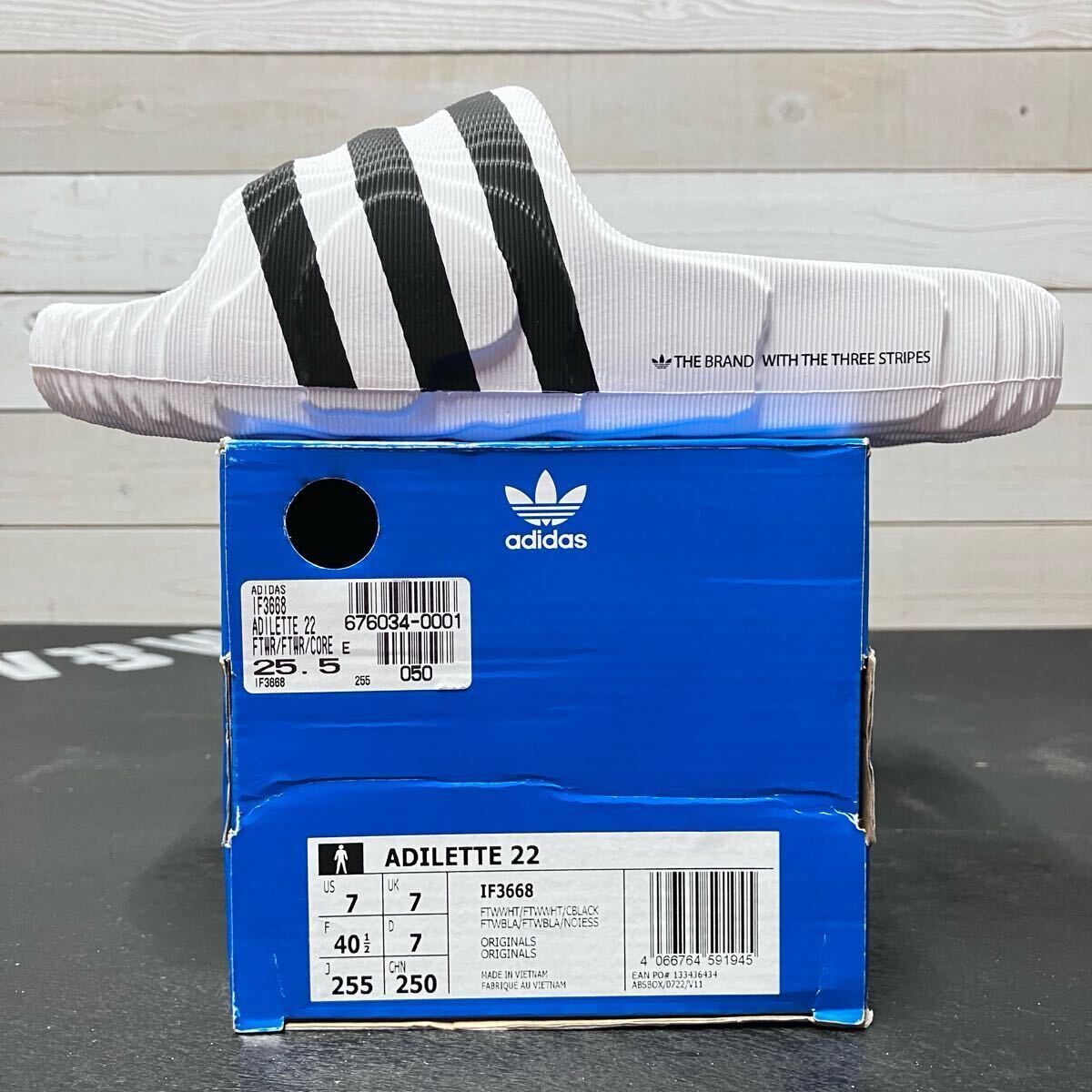 25.5cm adidas ADILETTE 22 SLIDES SANDAL IF3668 WHITE アディダス アディレッタ 22 スライド サンダル ホワイト拍卖