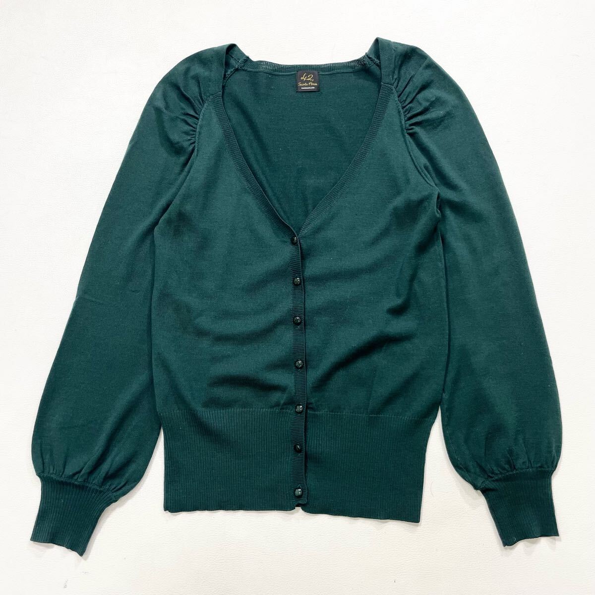 321 TOMORROWLAND トゥモローランド 42 Saints Peres ウール ニット カーディガン 薄地 モスグリーン レディース 50505A拍卖