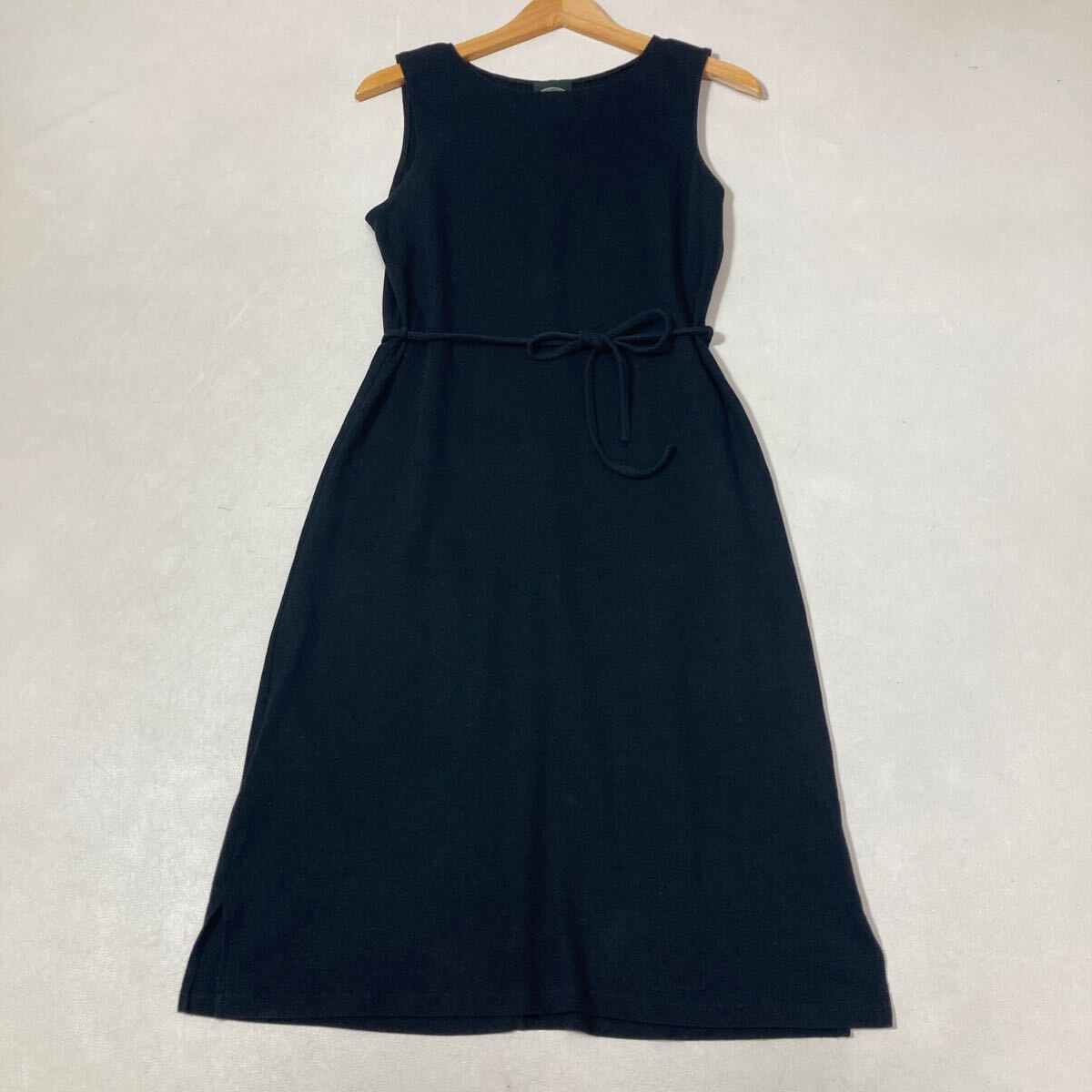 67 LAURA ASHLEY ストレッチ ノースリーブ ワンピース ウエストリボンベルト ネイビー コットン 春夏 レディース 50529Q拍卖