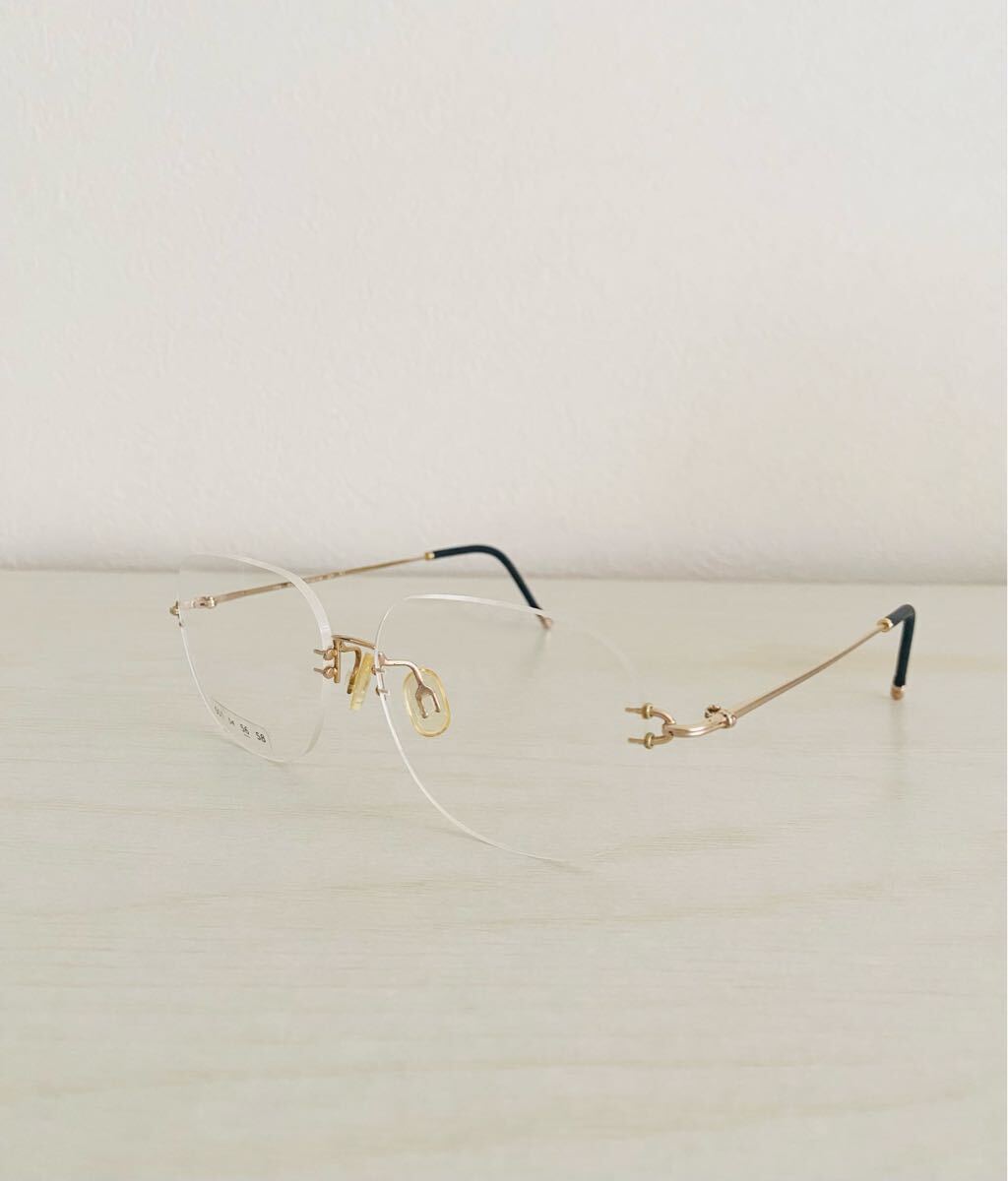 新品未使用 日本製 HOYA ツーポイント ふちなし眼鏡 メガネフレーム PF001M GP 9J 56□16 金色めがね MADE IN JAPAN拍卖