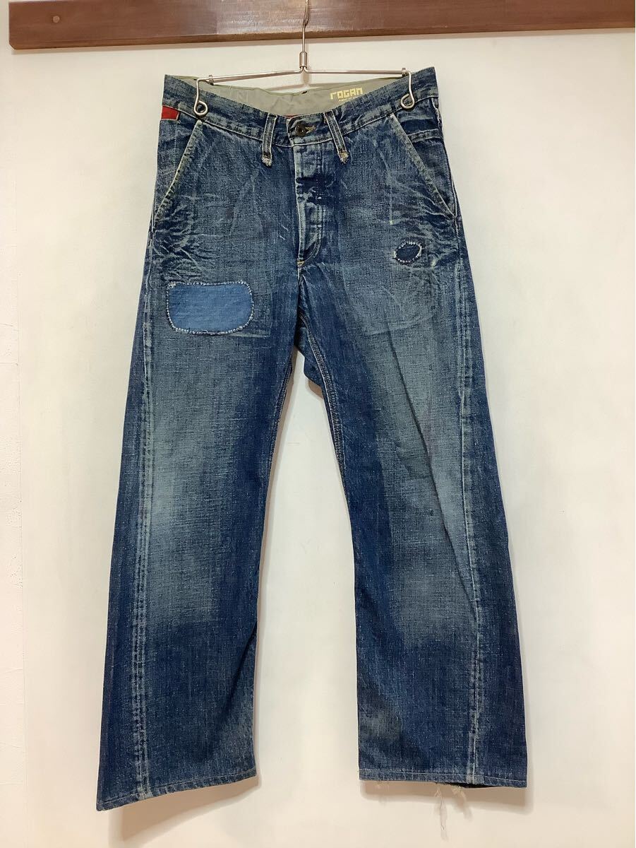 C-1531 USA製 ROGAN ローガン デニムパンツ W30 ユーズド加工 ジーンズ ジーパン 拍卖