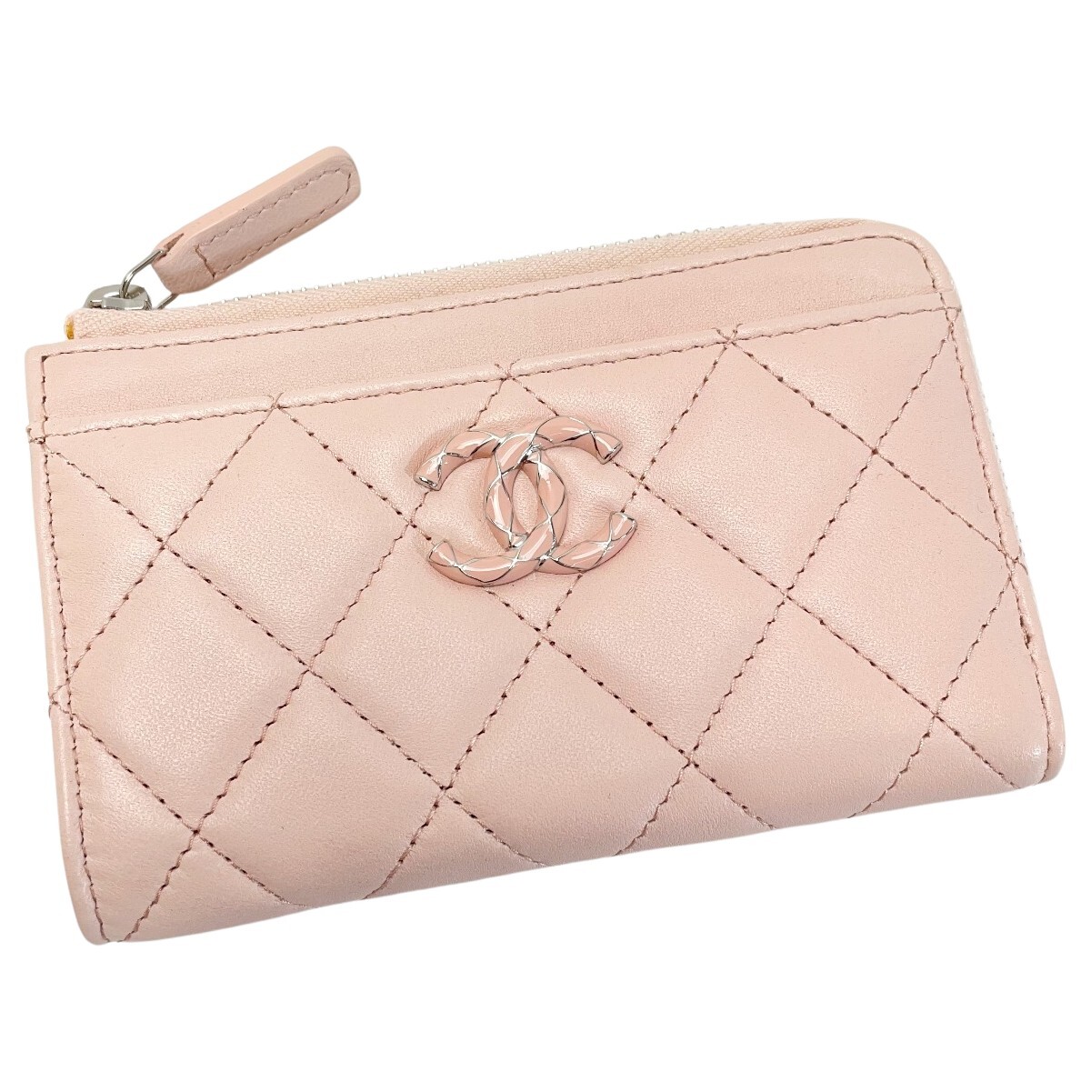 ☆☆ CHANEL シャネル マトラッセ カードケース AP3630 ライトピンク ココマーク ラムスキン コインケース 傷や汚れあり拍卖