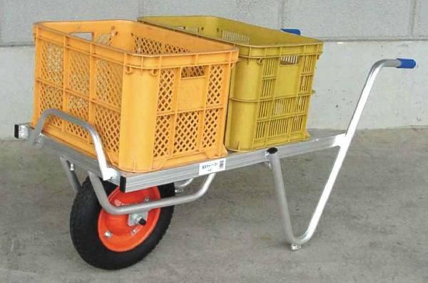 C1【山定#179キ060522-9】アルミコンテナ2個積一輪 ハウス栽培用 荷台52.5cm*74cm 積載重量80kg NO500542拍卖