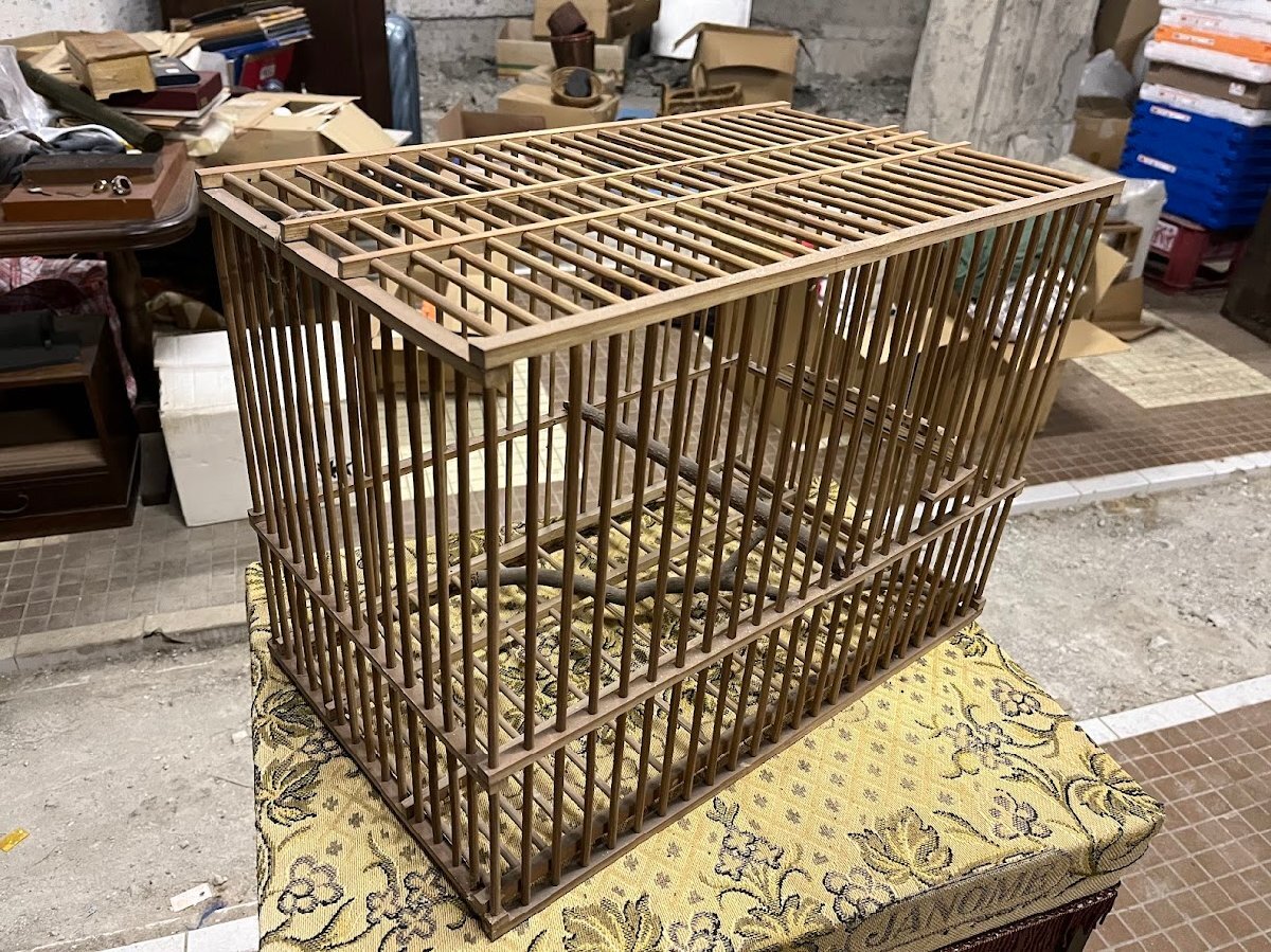 特大アンティーク 木製 とりかご 籠 かご 鳥カゴ 鳥篭 竹製 鳥かご 鳥籠 トリカゴ 鳥カゴ メジロ ウグイス 昭和レトロ 古民家 古民具 (WU)拍卖