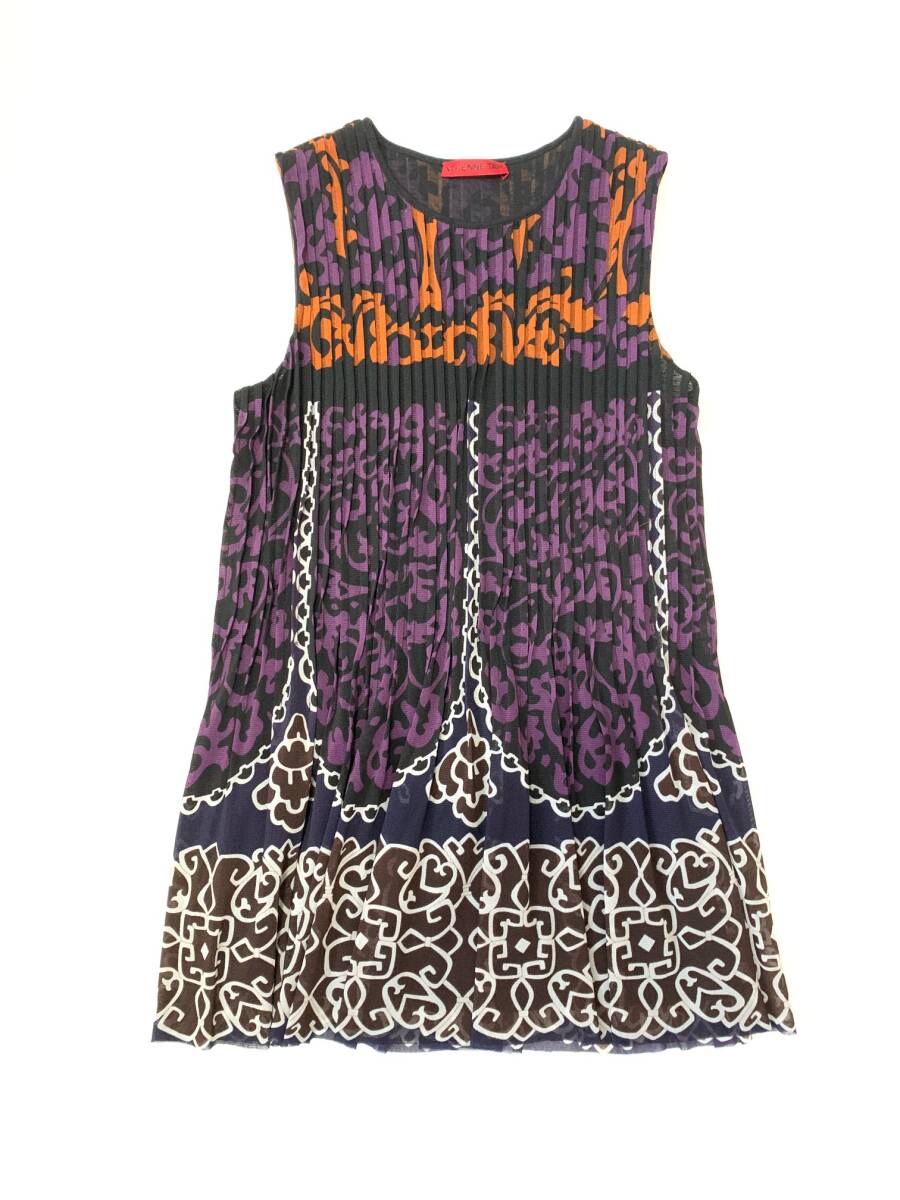 Vivienne tam ヴィヴィアンタム トップス カットソー ノースリーブ パープル 紫 メッシュ パワーネット プリーツ アーカイブ拍卖