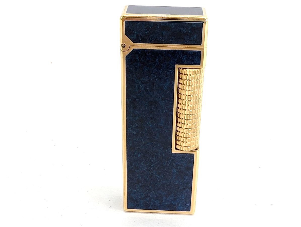 Dunhill ダンヒル ローラ ガスライター ネイビー/ゴールド 火花OK[328921拍卖