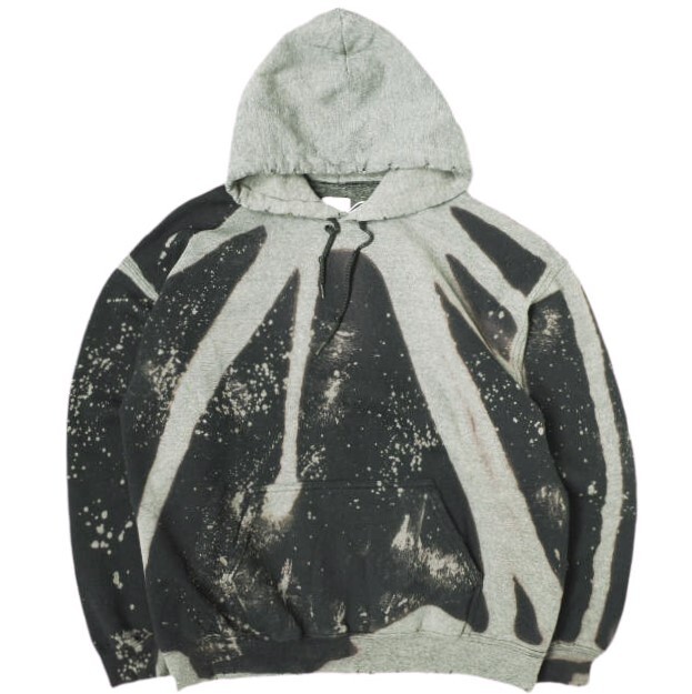 新品 SASQUATCHfabrix. サスクワァッチファブリックス 24AW DESTROY HOODIE ハイパーブリーチ ダメージ加工プルオーバーパーカー L BLACK拍卖