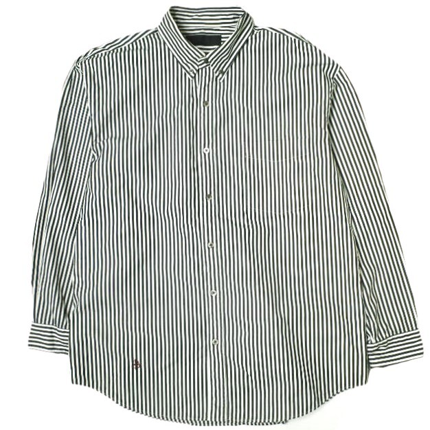 BLACK&BLUE ブラックアンドブルー 日本製 ロンドンストライプBDシャツ 127S01 2 ブラック/ホワイト 長袖 ボタンダウン トップス g21727拍卖