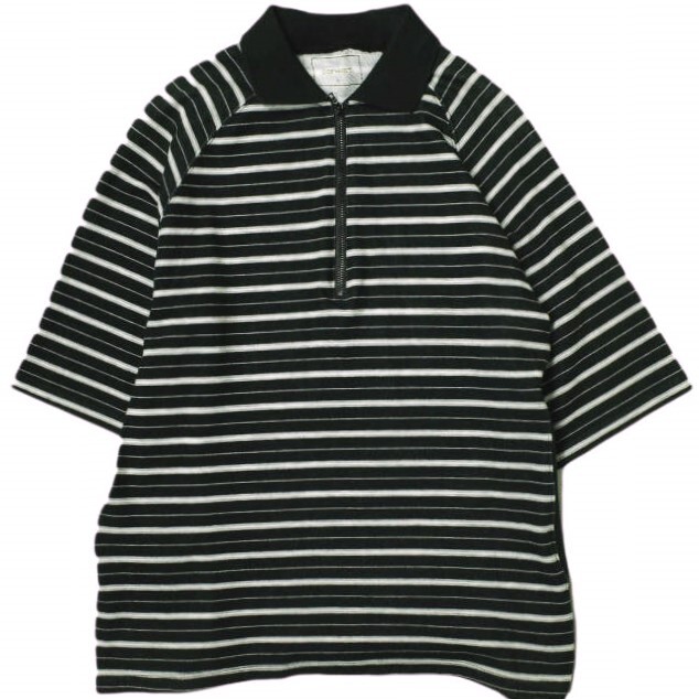 SOPHNET. ソフネット 日本製 ハーフジップボーダーポロシャツ SOPH-70081 L BLACK 半袖 トップス g21969拍卖