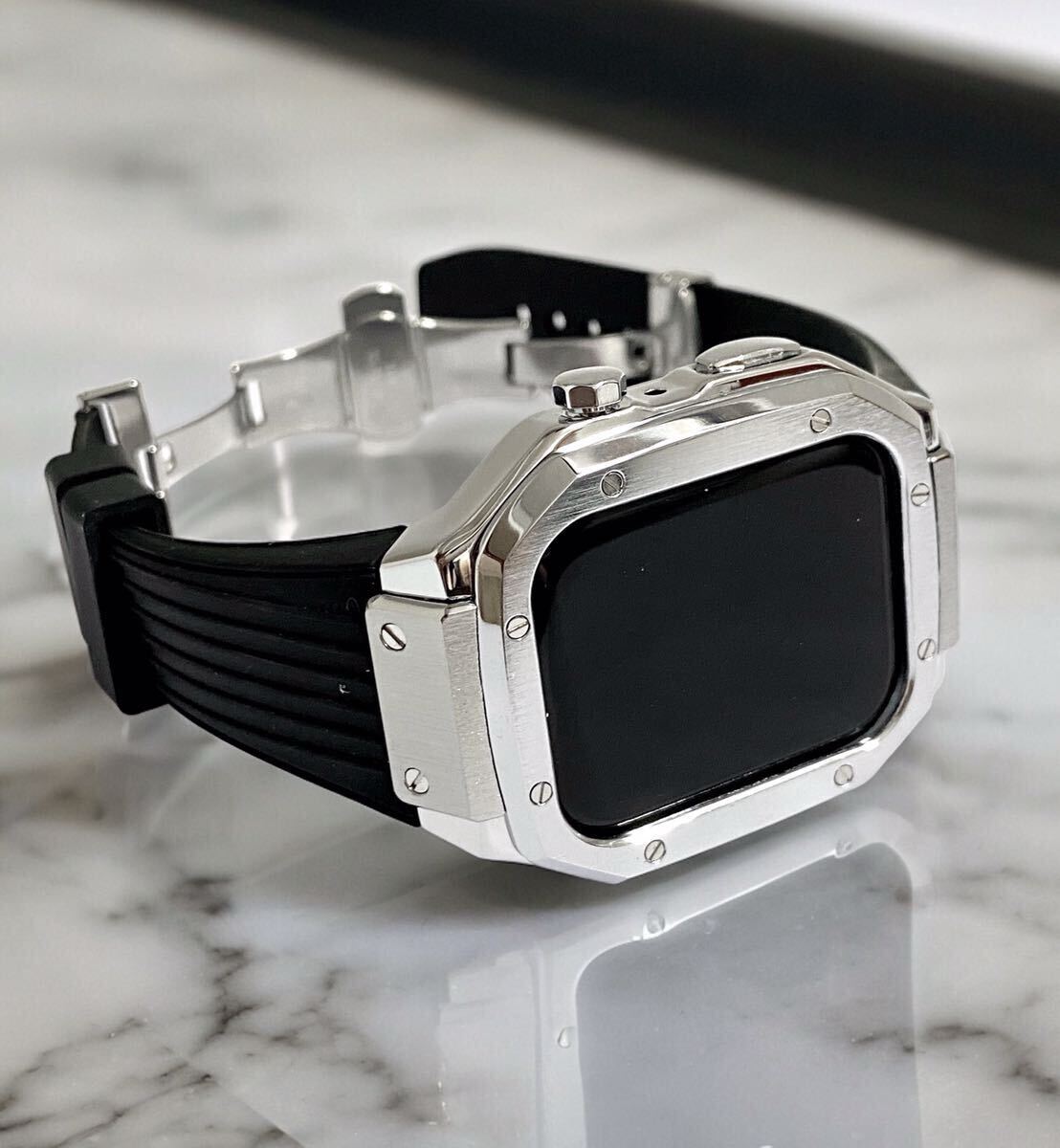 fab ☆アップルウォッチバンド ラバーベルト Apple Watch ケース カバー 44mm 45mm拍卖