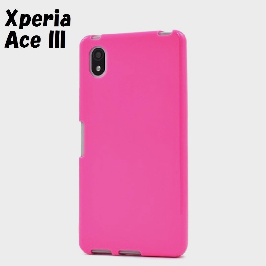 Xperia Ace III:光沢感のある 背面カバー ソフト ケース★ピンク 桃拍卖