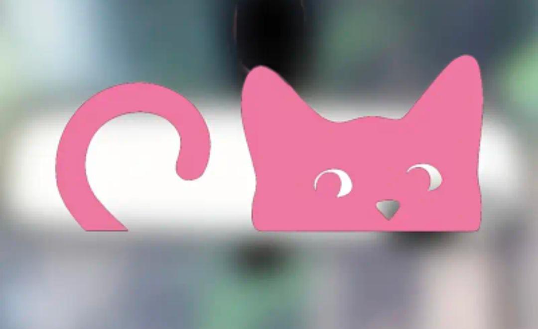 新品 猫のシルエット ピンク ステッカー 4.45cm 車 ミラー拍卖