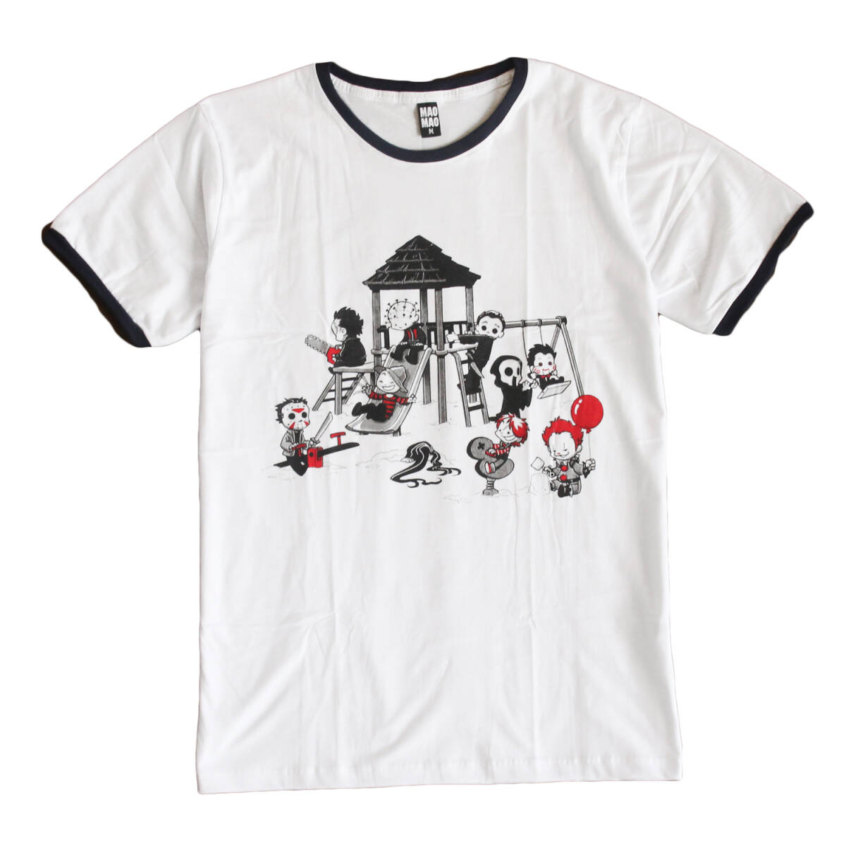 リンガーTシャツ レトロ 保育園 アメリカ ビンテージ風 子供 アメカジ ホラー キャラ おもしろTシャツ メンズ 半袖★tsr0715-nvy-l拍卖