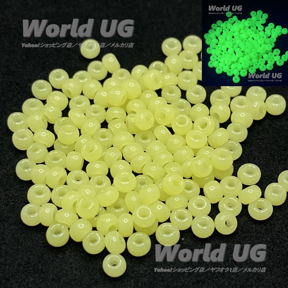ウランガラス シードビーズ グリーンレモン色 4mm 100粒拍卖