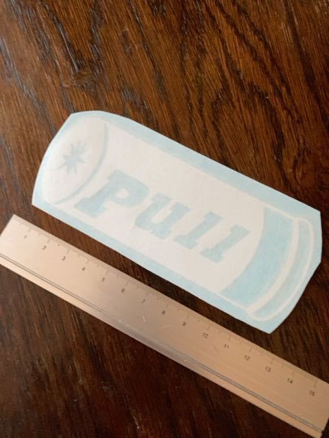 クレー射撃:デカール】白: pull! :ショットシェル 狩猟 射撃 シューティング ハンティング 猟友会 13cm ammo shot shell トラップ スキート拍卖