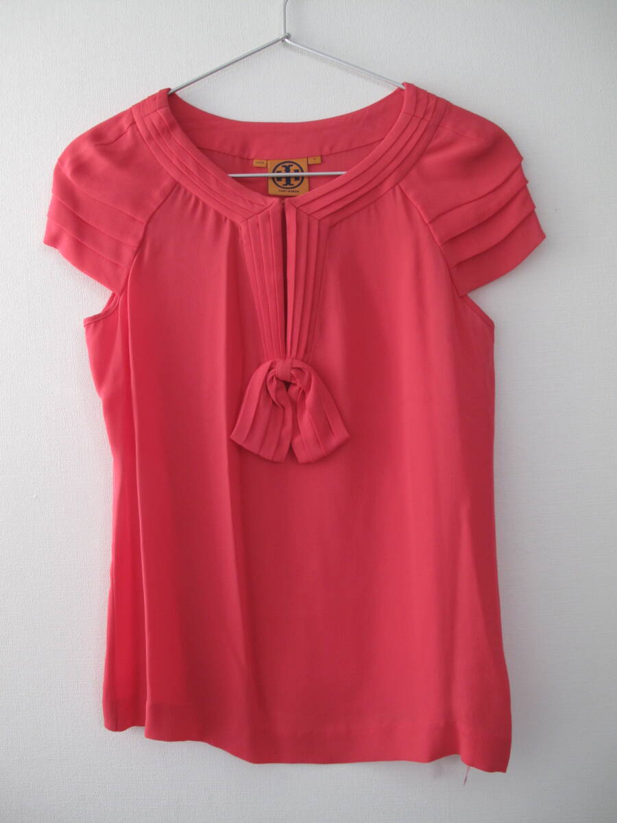 **美品 TORY BURCH トリーバーチ シルク トップス ピンク レディース 4拍卖