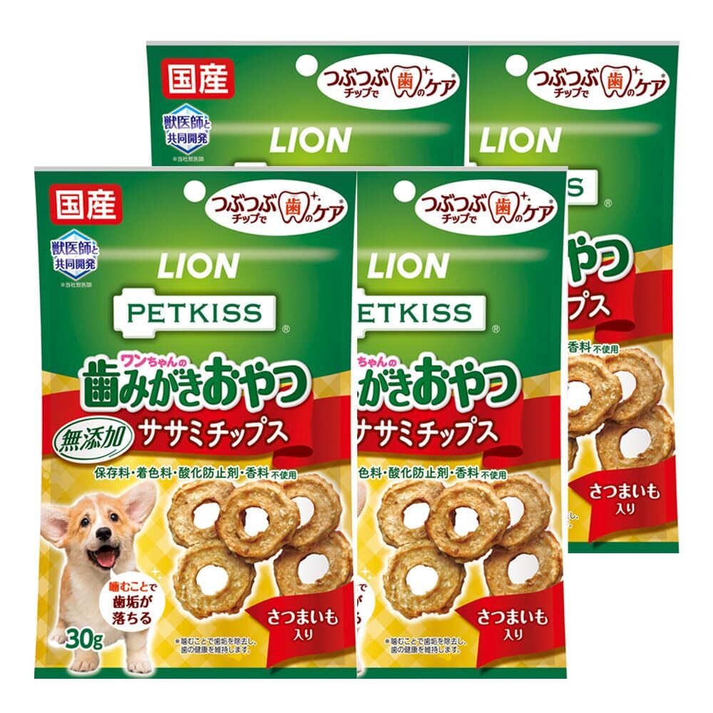 ペットキッス (PETKISS) ワンちゃんの歯みがきおやつ 無添加ササミチップス さつまいも入り 4個パック (まとめ買い)拍卖