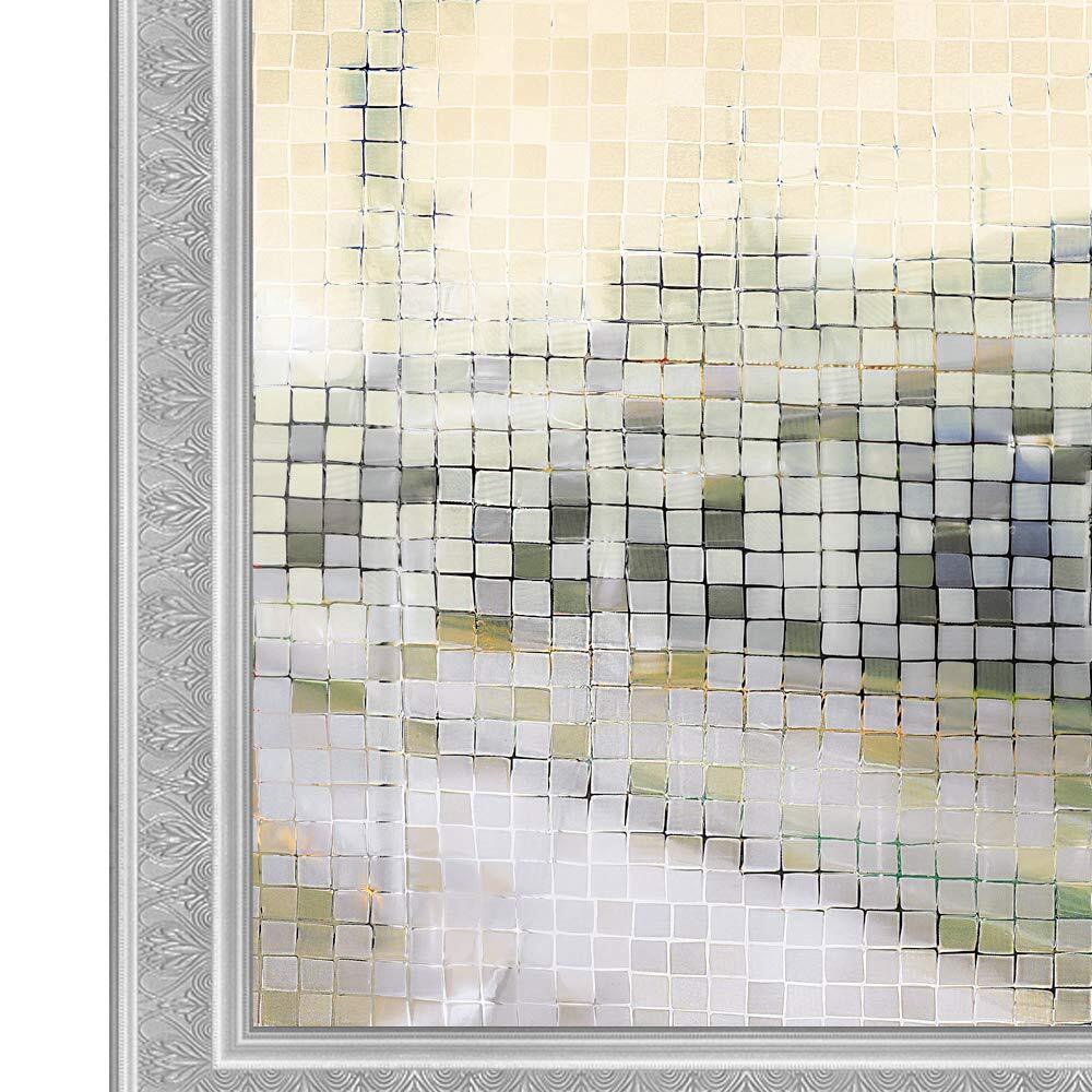 KTJ 窓用フィルム 3D 窓飾りフィルム SVK-L014-DM250 ガラス目隠しシートUVカット 大モザイク 幅90cm拍卖