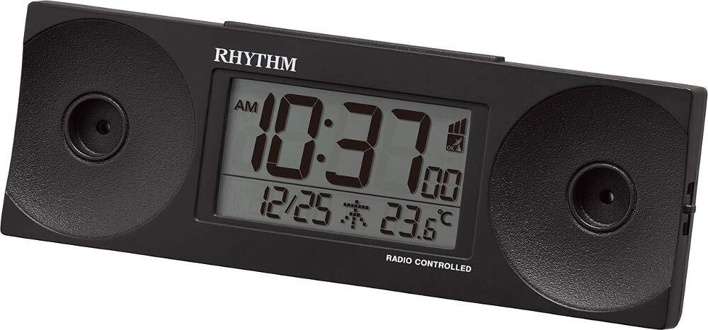 リズム(RHYTHM) 目覚まし時計 大音量 電波 デジタル フィットウェーブバトル100 温度 曜日 カレンダー 黒 RHYTHM 8RZ19拍卖